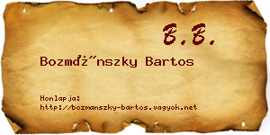 Bozmánszky Bartos névjegykártya